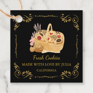 ヴィンテージ自家製フレッシュクッキーズスクエアつるラベル フェイバータグ