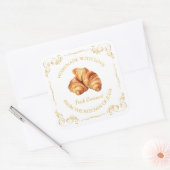 ヴィンテージ自家製フレッシュクロワッサンスクエアラベル スクエアシール (封筒)