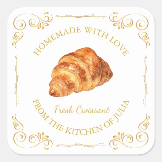 ヴィンテージ自家製フレッシュクロワッサンスクエアラベル スクエアシール (正面)