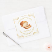 ヴィンテージ自家製フレッシュブレッドスクエアラベル スクエアシール (封筒)