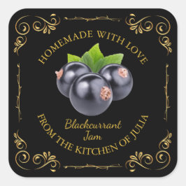 ヴィンテージ自家製ブラックカラントジャムスクエアラベル スクエアシール