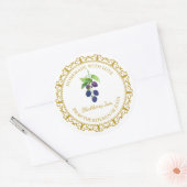 ヴィンテージ自家製ブラックベリージャムラベルlホワイト ラウンドシール (封筒)