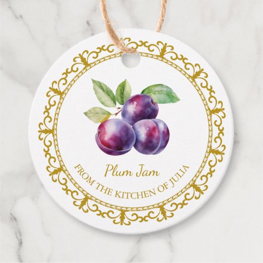 ヴィンテージ自家製プラムジャムつるラベルlホワイト フェイバータグ (正面)