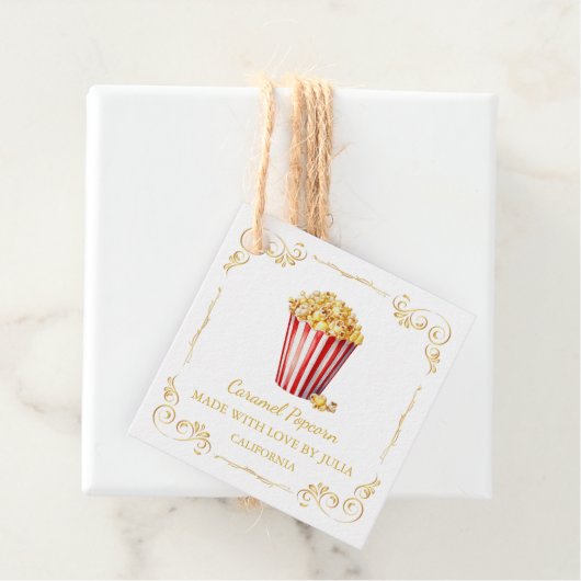 ヴィンテージ自家製ポップコーンスクエアつるラベル フェイバータグ (インサイチュ)