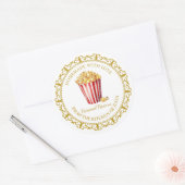 ヴィンテージ自家製ポップコーンラベルlホワイト ラウンドシール (封筒)