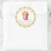 ヴィンテージ自家製ポップコーンラベルlホワイト ラウンドシール (バッグ)