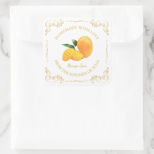 ヴィンテージ自家製マンゴジャムスクエアラベル スクエアシール (バッグ)