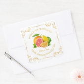 ヴィンテージ自家製ミックスシトラスジャムスクエアラベル スクエアシール (封筒)