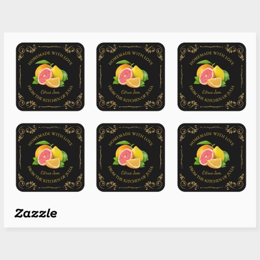 ヴィンテージ自家製ミックスシトラスジャムスクエアラベル スクエアシール (シート)