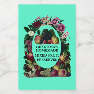 ヴィンテージ自家製ミックスフルーツ保存用テンプレート フードラベル
