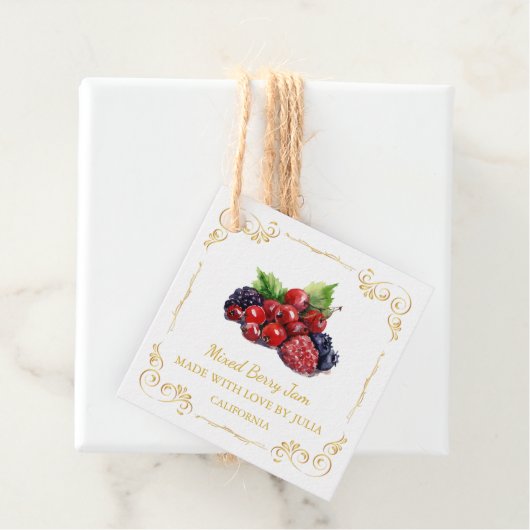 ヴィンテージ自家製ミックスベリージャムスクエアつるラベル フェイバータグ (インサイチュ)