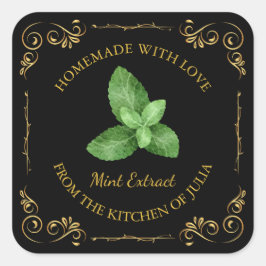 ヴィンテージ自家製ミントエキス正方形ラベル スクエアシール