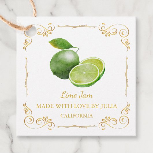 ヴィンテージ自家製ライムジャムスクエアつるラベル フェイバータグ (正面)