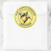 ヴィンテージ自家製レモネードラベルテンプレート ラウンドシール (バッグ)