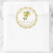 ヴィンテージ自家製レモンカードラベルlホワイト ラウンドシール (バッグ)