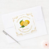 ヴィンテージ自家製レモンジャムスクエアラベル スクエアシール (封筒)