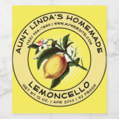 ヴィンテージ自家製レモンチェロラベルテンプレート ワインラベル (シングルラベル)