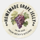 ヴィンテージ自家製缶詰ラベル用グレープゼリー ラウンドシール (正面)