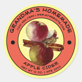 ヴィンテージ自家製Apple Ciderラベルテンプレート ラウンドシール