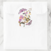 ヴィンテージ自然イラストレーション蝶 ラウンドシール (バッグ)