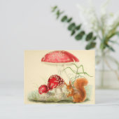 ヴィンテージ自然イラストレーション – リス、キノコ ポストカード (スタンド正面)