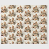 ヴィンテージ自然クリスマスの子どもたち ラッピングペーパー (フラット)