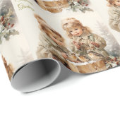 ヴィンテージ自然クリスマスの子どもたち ラッピングペーパー (ロールコーナー)