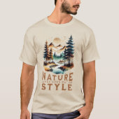 ヴィンテージ自然ラバーフォレストマウンテンズバケーション Tシャツ (正面)