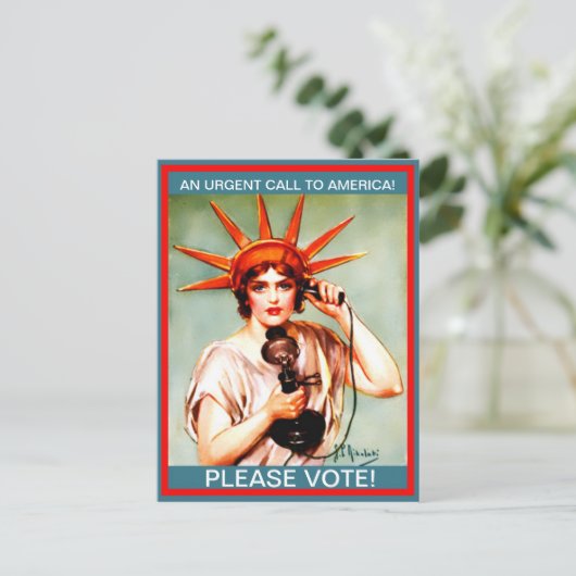 ヴィンテージ自由に電話して投票して！ ポストカード (スタンド正面)