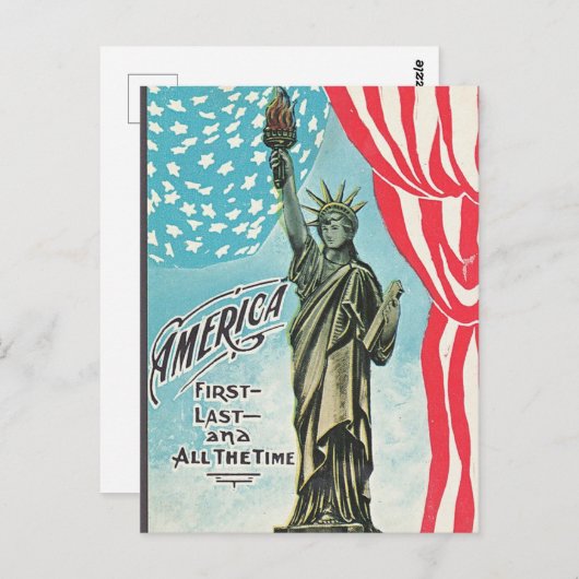 ヴィンテージ自由の女神アメリカ最初のはがき ポストカード (正面/裏面)