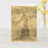 ヴィンテージ自由の女神ニューヨークのグリーティングカード カード (黄色い花)