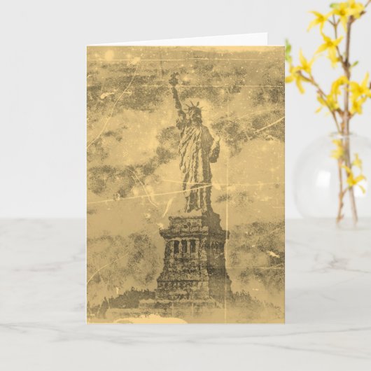 ヴィンテージ自由の女神ニューヨークのグリーティングカード カード (黄色い花)