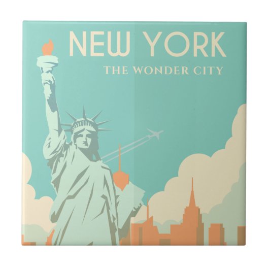 ヴィンテージ自由の女神ニューヨーク市旅行 タイル (正面)