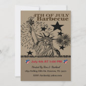 ヴィンテージ自由の女神7月4日バーベキュー 招待状 (正面)