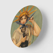 ヴィンテージ自由の女神WWI愛国戦争 ラウンド壁時計 (傾斜)