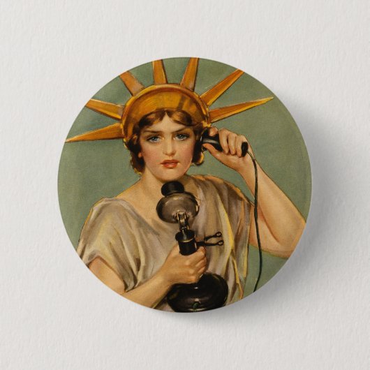 ヴィンテージ自由の女神WWI愛国戦争 缶バッジ (正面)