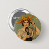 ヴィンテージ自由の女神WWI愛国戦争 缶バッジ (正面&裏面)