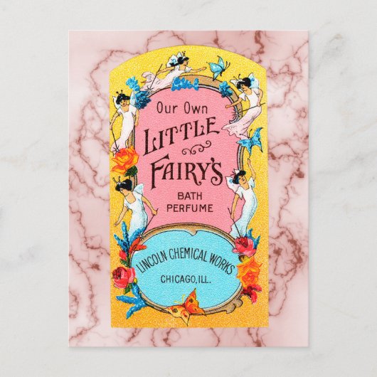 ヴィンテージ自身の小さな妖精のバスの香水 ポストカード (正面)