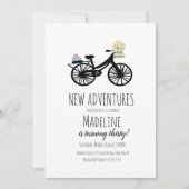 ヴィンテージ自転車お誕生日ケーキフローラ任意の年齢 招待状 (正面)