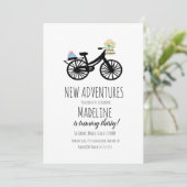 ヴィンテージ自転車お誕生日ケーキフローラ任意の年齢 招待状 (スタンド正面)