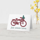 ヴィンテージ自転車とクリスマスツリーのデザイン カード (黄色い花)