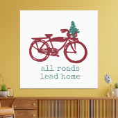 ヴィンテージ自転車とクリスマスツリーデザイン キャンバスプリント (インサイチュ (リビング))