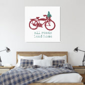 ヴィンテージ自転車とクリスマスツリーデザイン キャンバスプリント (インサイチュ (寝室))