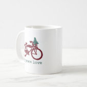 ヴィンテージ自転車とクリスマスツリーデザイン コーヒーマグカップ (正面左)