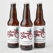 ヴィンテージ自転車とクリスマスツリーデザイン ビールラベル (ボトル)