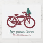 ヴィンテージ自転車とクリスマスツリーデザイン ビールラベル (シングルラベル)