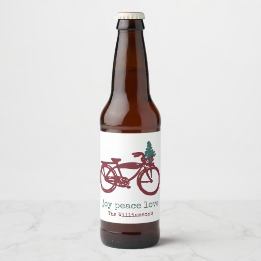 ヴィンテージ自転車とクリスマスツリーデザイン ビールラベル (正面)