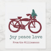 ヴィンテージ自転車とクリスマスツリーデザイン ワインラベル (シングルラベル)