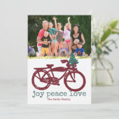 ヴィンテージ自転車とクリスマスツリーデザイン 招待状 (スタンド正面)