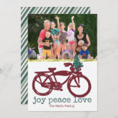 ヴィンテージ自転車とクリスマスツリーデザイン 招待状 (正面/裏面)